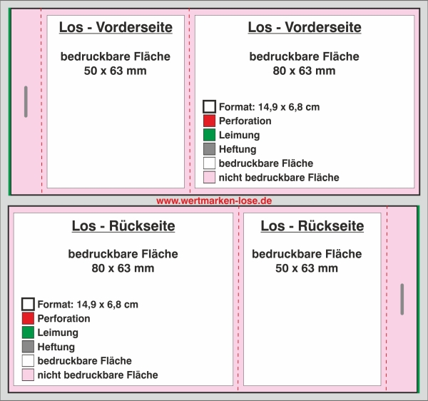 1000 Große Lose 14,9 x 6,8cm - doppelseitiger Druck 4/4 farbig [[-inkl.-Gestaltungsservice-]]